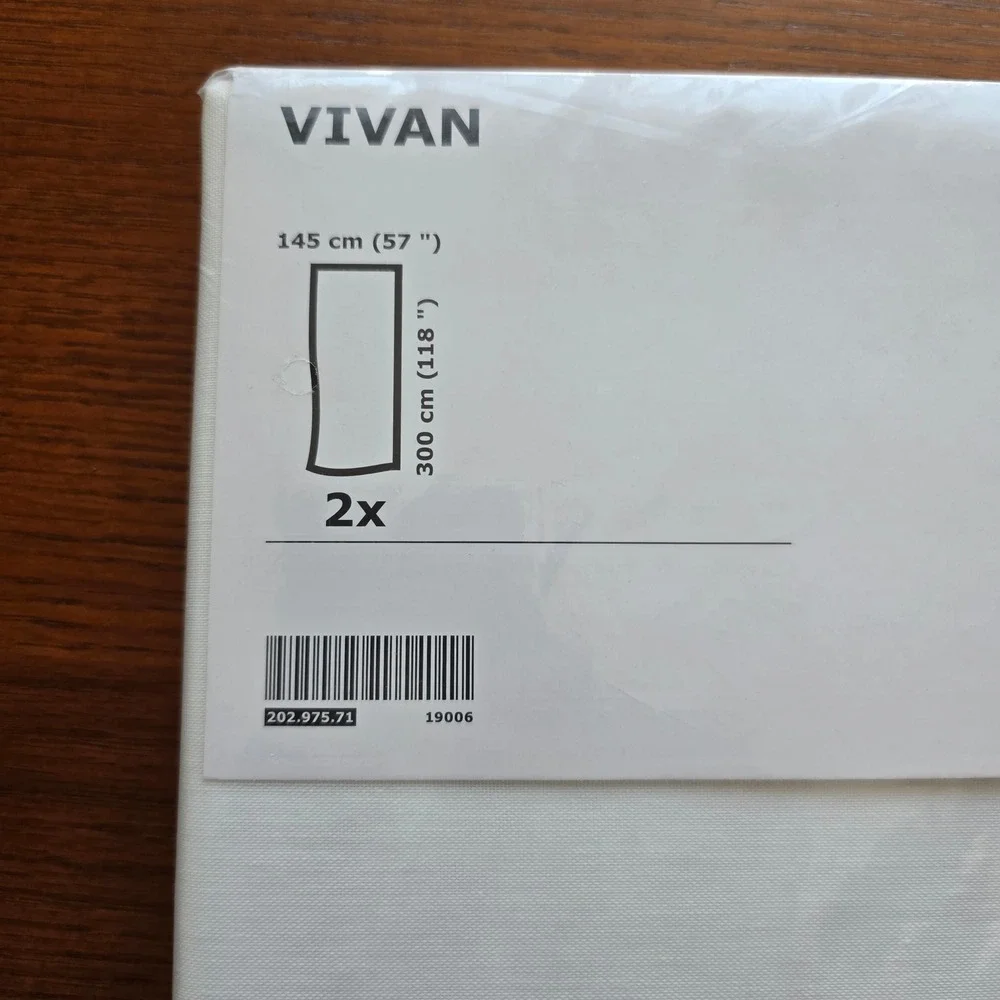 IKEA Vivan Curtains Pair White LONG 57x118 Rod Pocket Hidden Tab 202.975.71